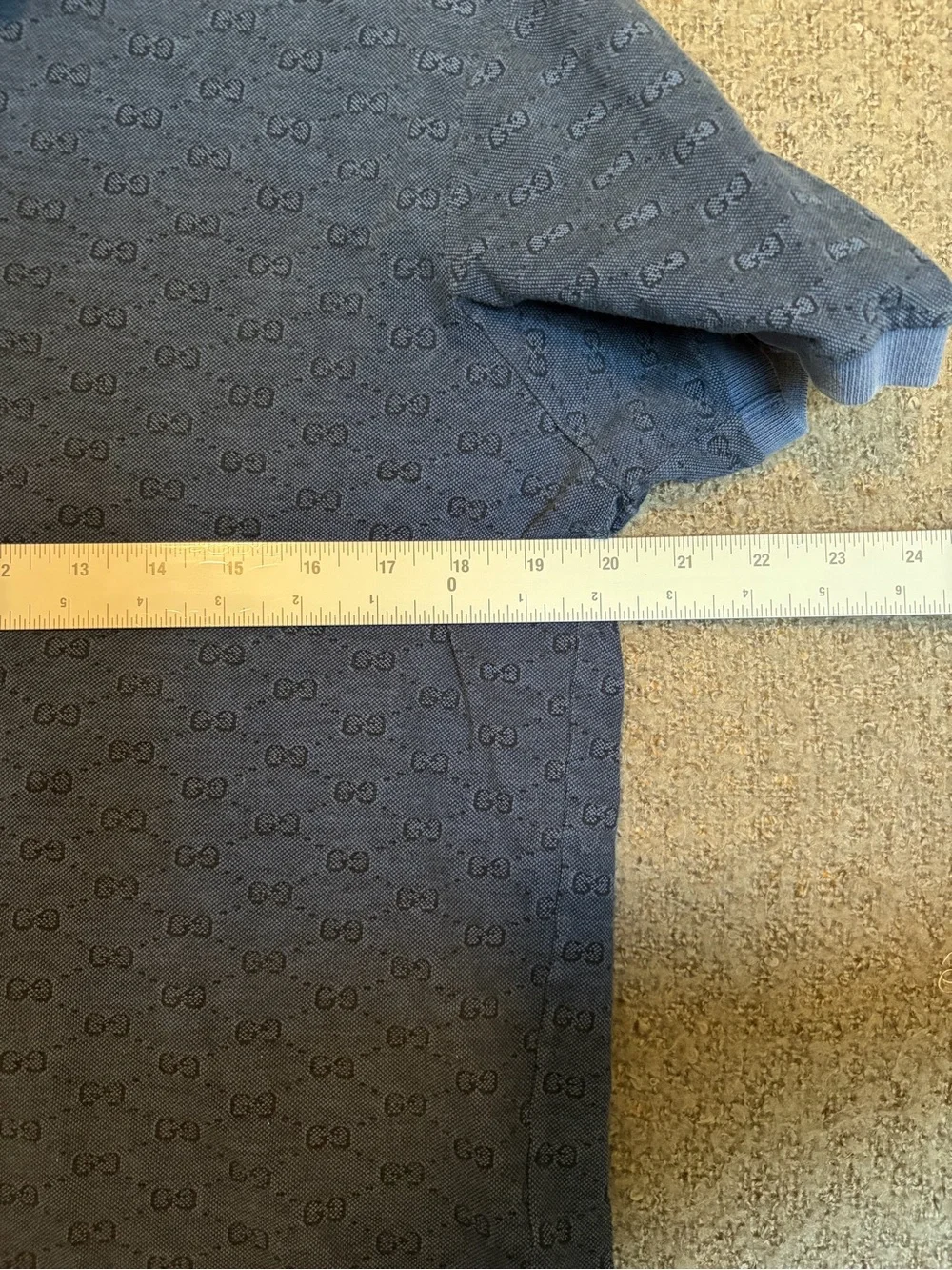 Gucci VTG 07 Navy Blue Logo Jacquard Polo with Contrast Collar
